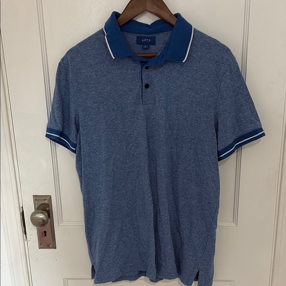 A.P.C. Classic Blue Polo Shirt with Contrast Trim - Picture 1 of 2